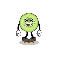 sliced kiwifruit mascot illustration is dead