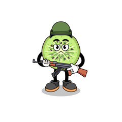 Cartoon of sliced kiwifruit soldier