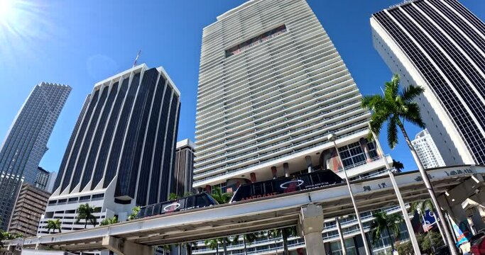 Scenic Miami skyline. Beautiful modern cityscape. View of downtown Miami, Florida. 