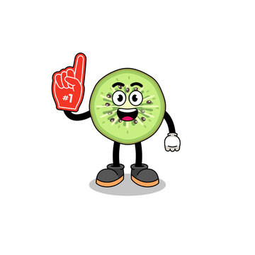 recommend clip art: Cartoon mascot of sliced kiwifruit number 1 fans