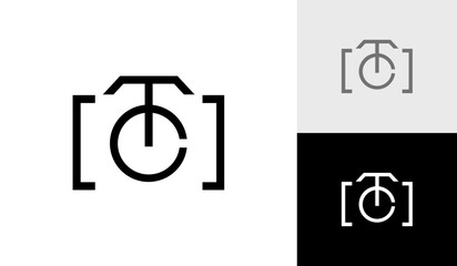 Letter TC initial monogram with camera logo design
