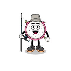 Mascot Illustration of dragon fruit fisherman