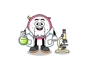 Mascot of dragon fruit as a scientist
