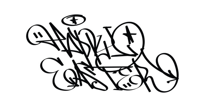 black white graffiti tag HAPPY EASTER