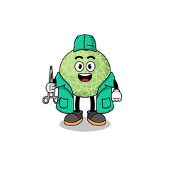 Illustration of melon fruit mascot as a surgeon