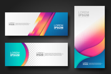 Banner set design template in trendy dynamic gradient colors