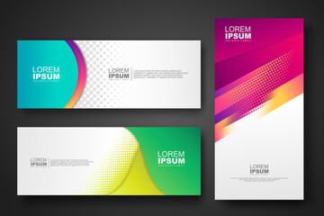Banner set design template in trendy dynamic gradient colors