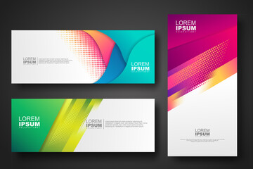 Banner set design template in trendy dynamic gradient colors
