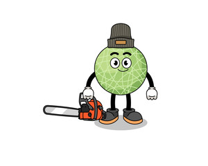 melon fruit illustration cartoon as a lumberjack