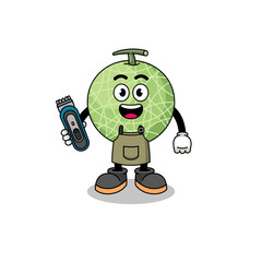 Cartoon Illustration of melon fruit as a barber man