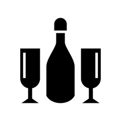 romantic champagne icon or logo isolated sign symbol vector illustration - high quality black style vector icons
