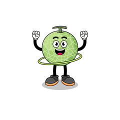 Character Illustration of melon fruit playing hula hoop