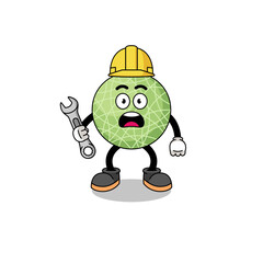 Character Illustration of melon fruit with 404 error