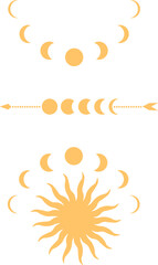 Naklejka premium Symbolic sun. Vector doodle illustration. Isolated on white.