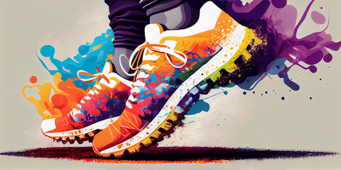 runner's feet colorful future background