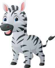 Fototapeta na wymiar Cute baby zebra cartoon on white background
