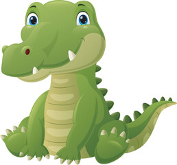 Cute baby crocodile cartoon sitting
