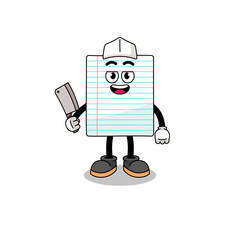 Mascot of paper as a butcher