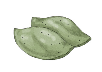 よもぎ餅のイラスト（水彩風）