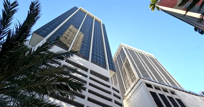 Scenic Miami skyline. Beautiful modern cityscape. View of downtown Miami, Florida. 
