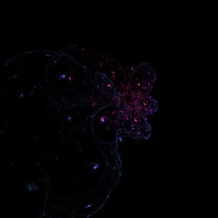 Abstract illustration with geometric asymmetric pattern on a black background.