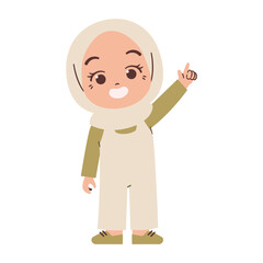 Muslim girl kid with pointing finger