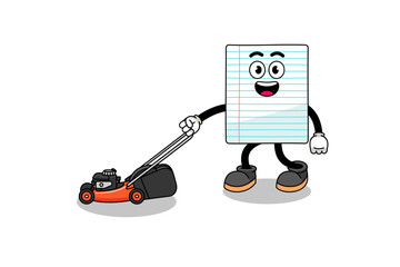 paper illustration cartoon holding lawn mower