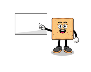 square cracker illustration doing a presentation