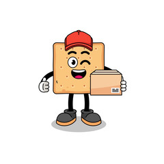 square cracker mascot cartoon as an courier