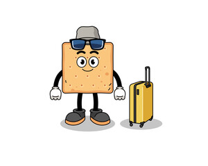 square cracker mascot doing vacation