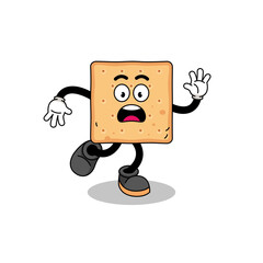 slipping square cracker mascot illustration