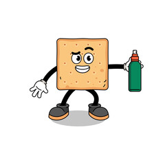 square cracker illustration cartoon holding mosquito repellent