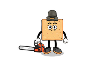 square cracker illustration cartoon as a lumberjack