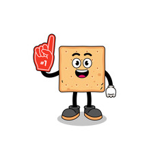 Fototapeta premium Cartoon mascot of square cracker number 1 fans