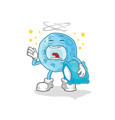 blue moon yawn character. cartoon mascot vector
