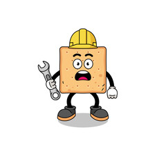 Character Illustration of square cracker with 404 error
