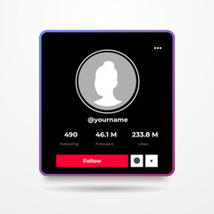TikTok account profile interface concept for your social media promotion. Social Media Template.