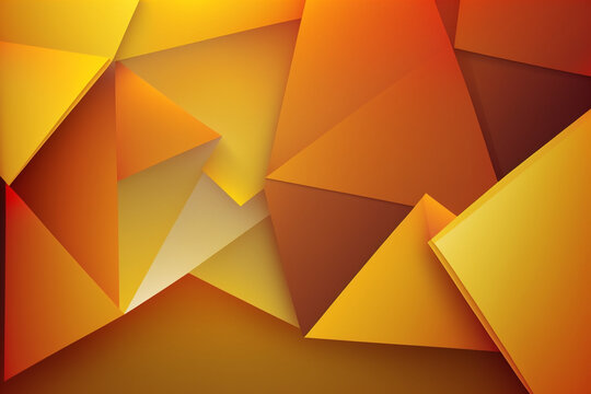 Yellow orange red abstract background for design. Geometric shapes. Triangles, squares, stripes, lines. Color gradient. Modern, futuristic. Light dark shades. Web banner Generative AI © Yan