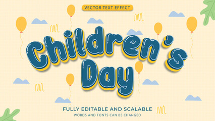 cartoon style and cute text effect, fun, happy kids theme editable