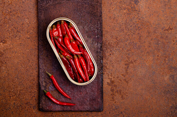 Pickled red hot peppers