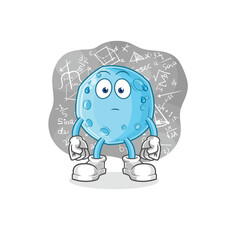blue moon thinking hard vector. cartoon character
