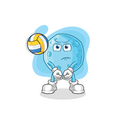 blue moon play volleyball mascot. cartoon vector