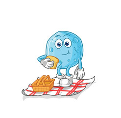 blue moon on a picnic cartoon. cartoon mascot vector