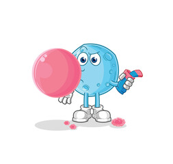 blue moon chewing gum vector. cartoon character