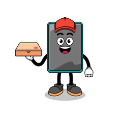 smartphone illustration as a pizza deliveryman