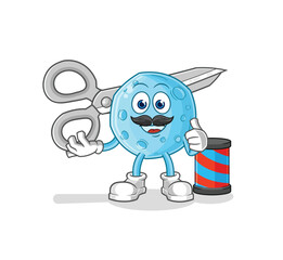blue moon barber cartoon. cartoon mascot vector