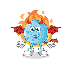 blue moon demon with wings character. cartoon mascot vector