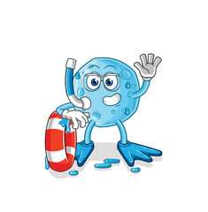 blue moon swimmer with buoy mascot. cartoon vector