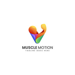 Vector Logo Illustration Muscle Motion Gradient Colorful Style.
