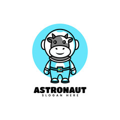 Vector Logo Illustration Astronaut Mascot Cartoon Style.